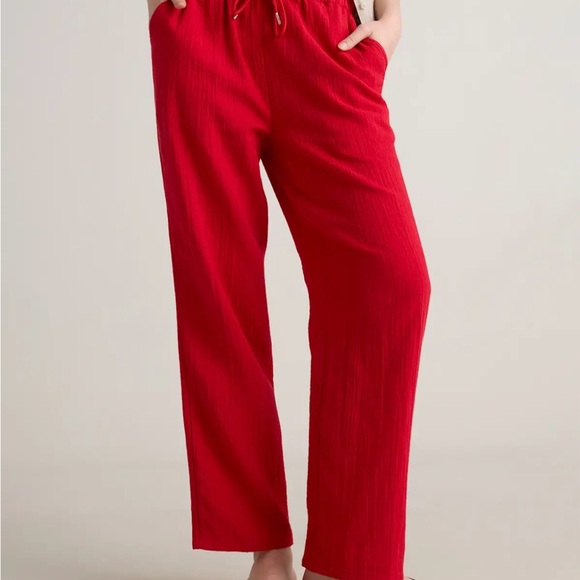Quince Women’s 100% Organic Cotton Gauze Straight Leg Pants in Wild Cherry - Picture 5 of 14